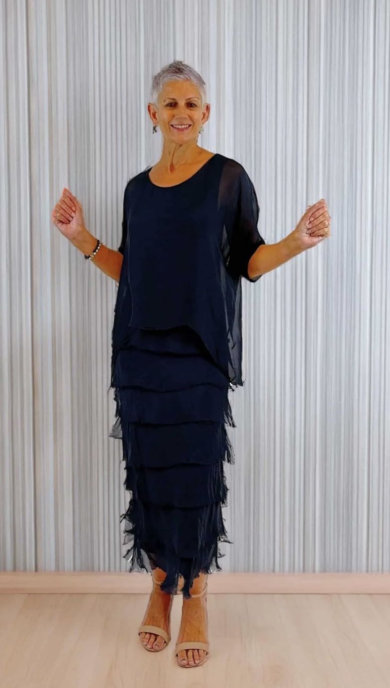 La Strada Tiered Silk Dress  LSD21-703