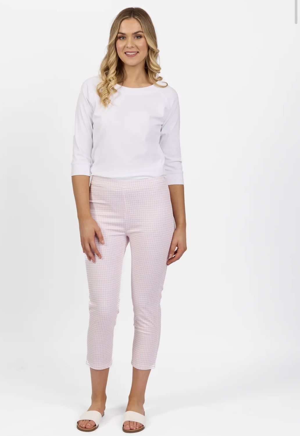 Vassalli Pink Gingham 7/8 Pull Up Pant 274LW
