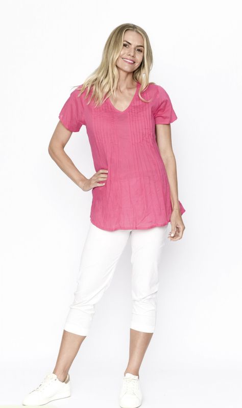 One Summer Kayla Solid Cotton Blouse DW28H
