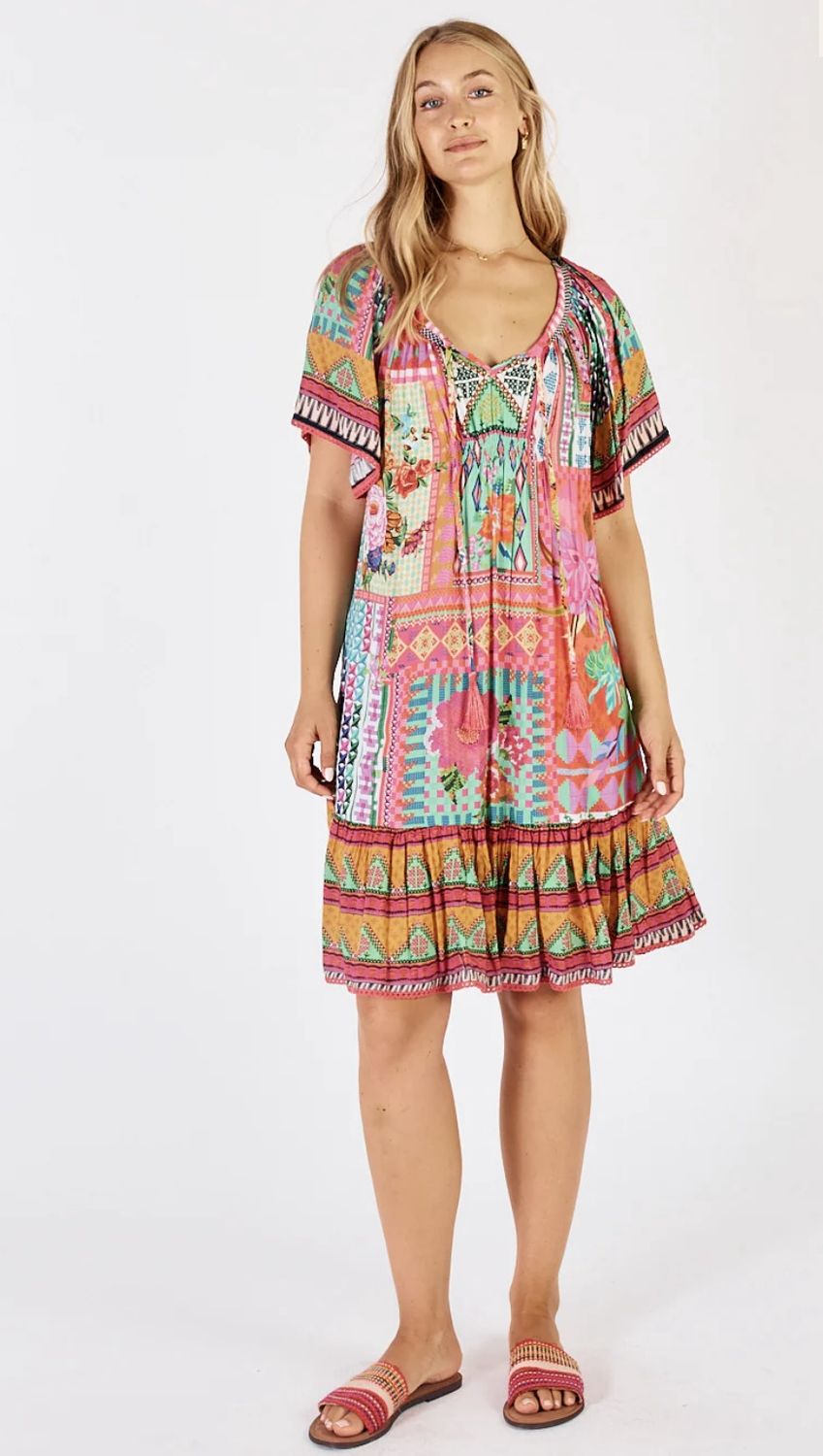 Lulalife Lime Vivone Shirred Dress