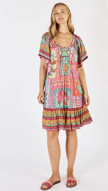 Lulalife Lime Vivone Shirred Dress