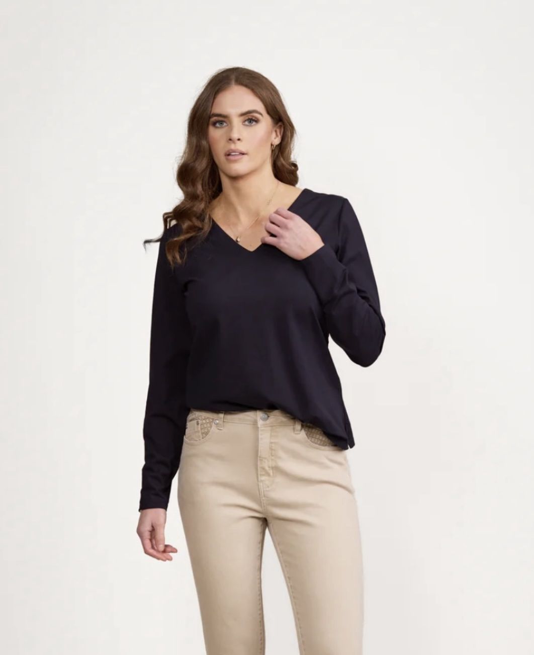 Vassalli V Neck Long Sleeve Top 4473