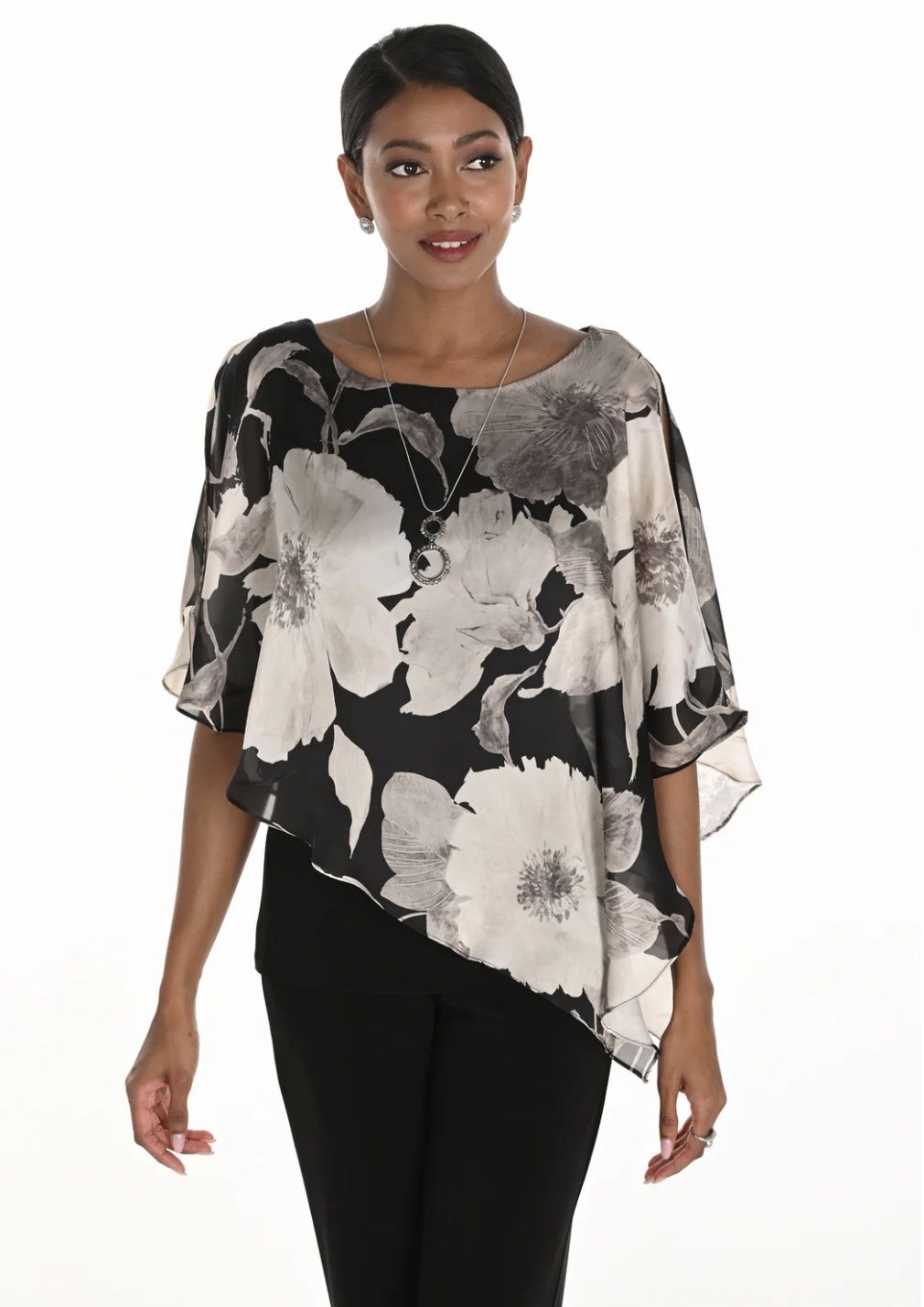 Frank Lyman Woven Black/Beige Top 259343