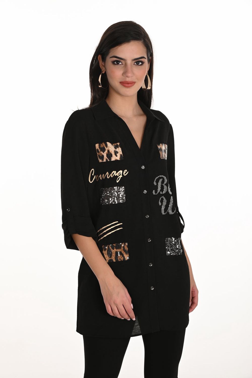 Frank Lyman Leopard Detail Top 253824