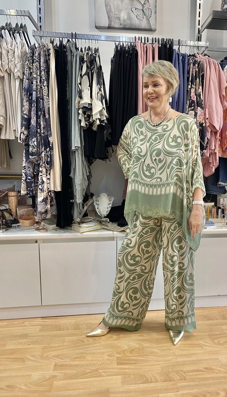 Italian Aztec Silk Pant 8030DG