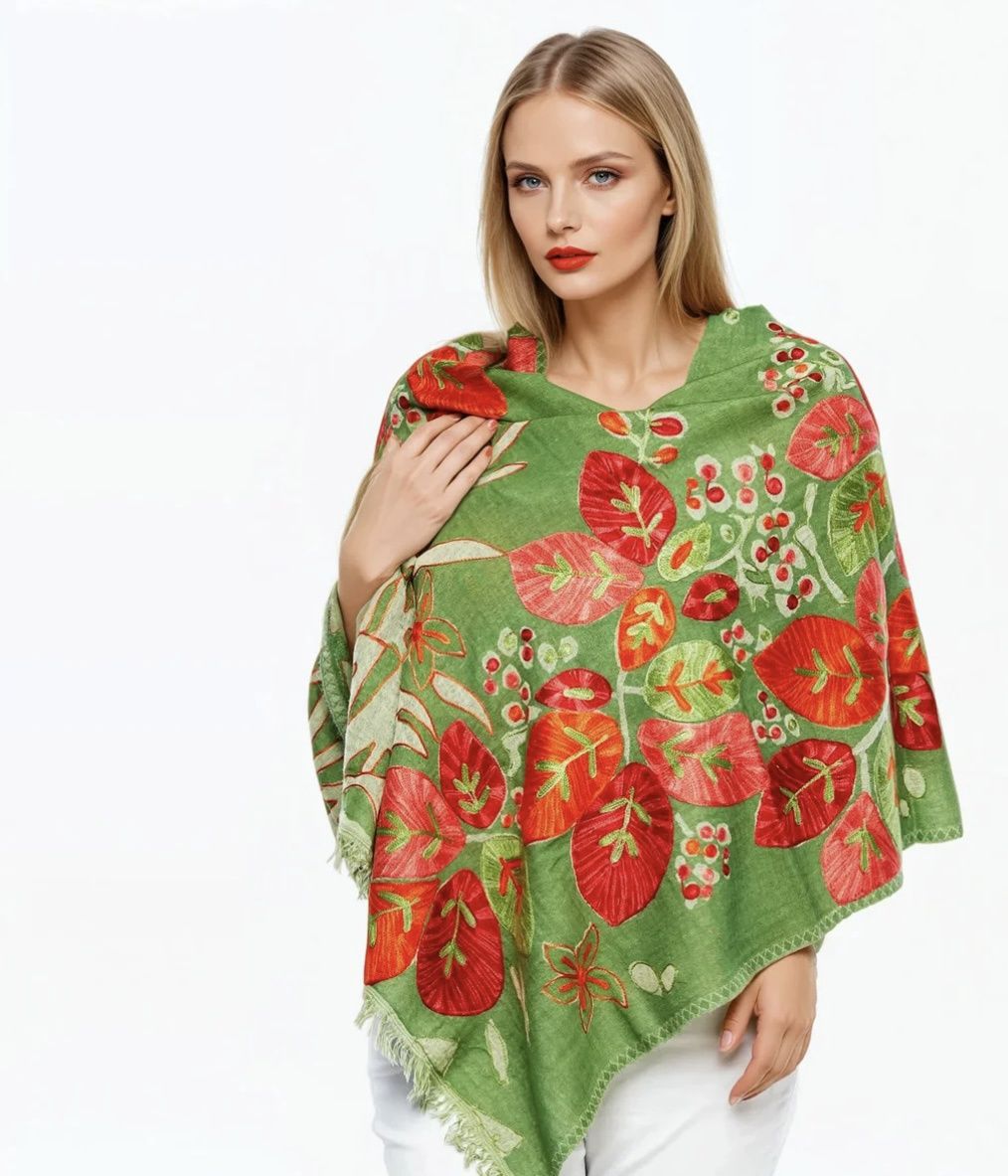 Claire P Olive/Peach Wool Scarf
