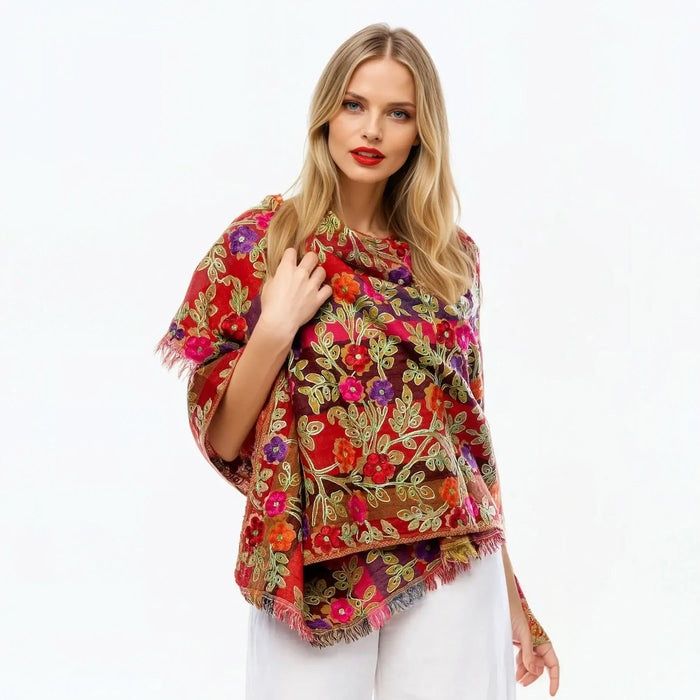 Claire P Purple/Red Wool Scarf