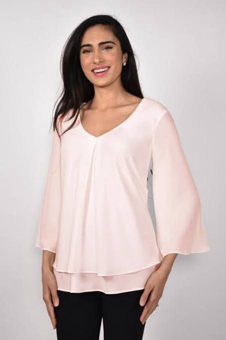 Frank Lyman Blush Open Sleeve Top 176335