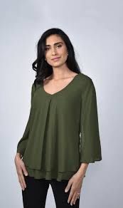 Frank Lyman Open Sleeve Olive Top 176553