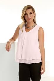 Frank Lyman Blush Layered Chiffon Sleeveless Top 61175