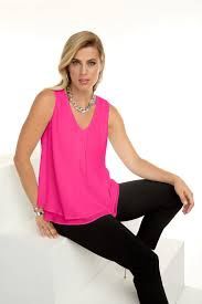 Frank Lyman Hot Pink Layered Chiffon Sleeveless Top 61175