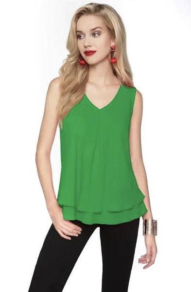 Frank Lyman Emerald Layered Chiffon Top 61175