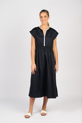 Vassalli Ink/White Shirred Waist Dress 6118