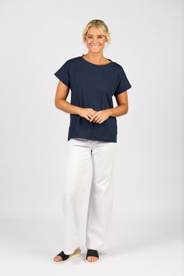 Vassalli Navy Drop Sleeve Top 4363