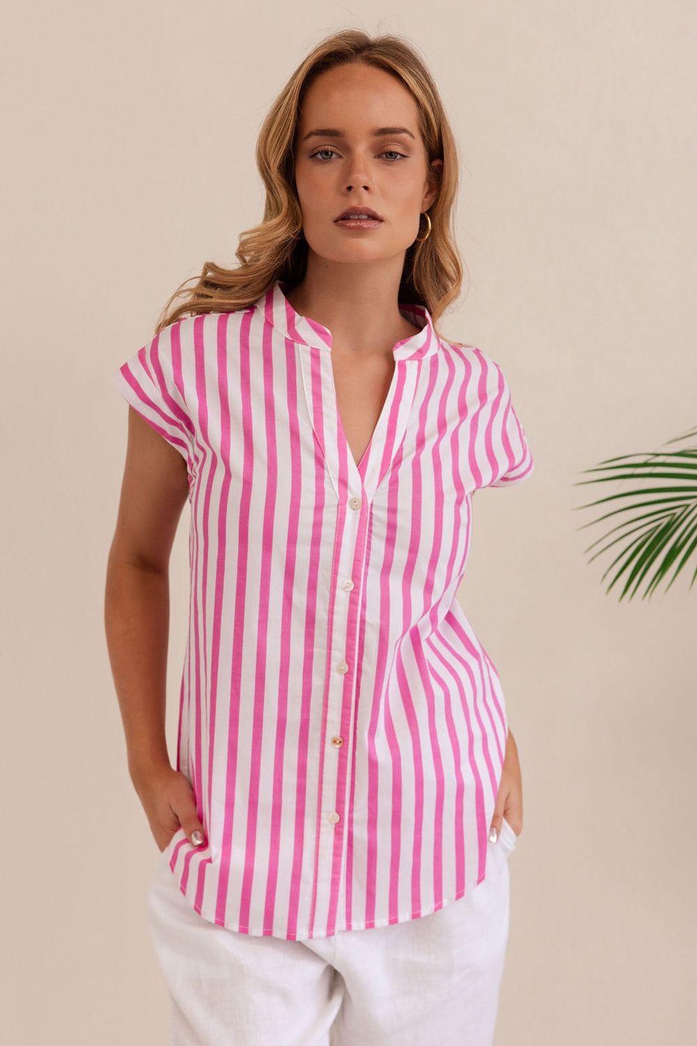 Kaleido Pink/White Cotton Extd Sleeve Shirt