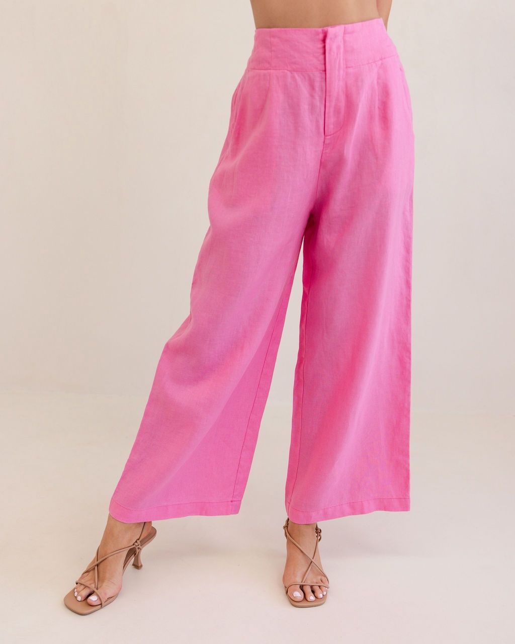 Kaleido Pink Linen Wide Leg Pant K104P