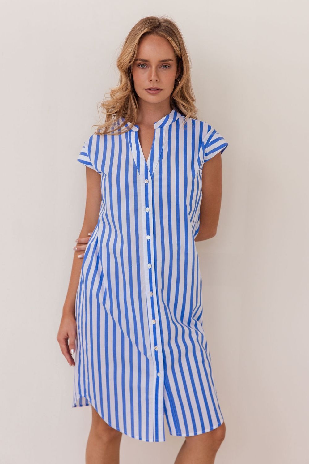 Kaleido Blue/White Cotton Dress K113B