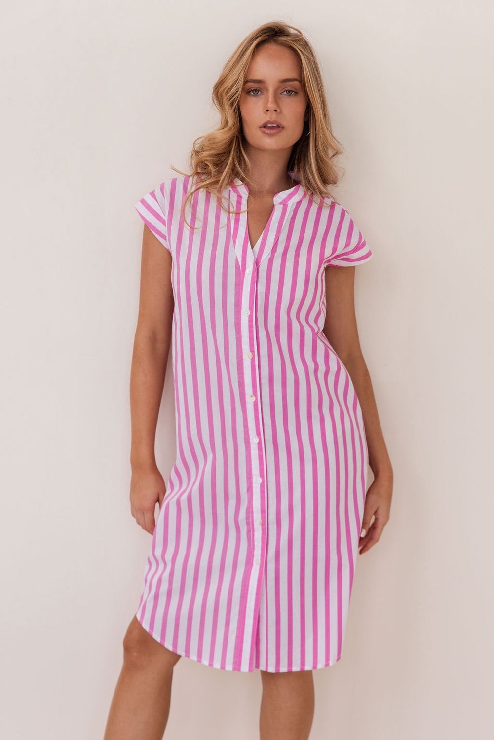 Kaleido Pink Stripe Cotton Dress K113P