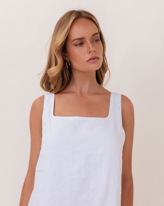 Kaleido White Linen Tank K98W