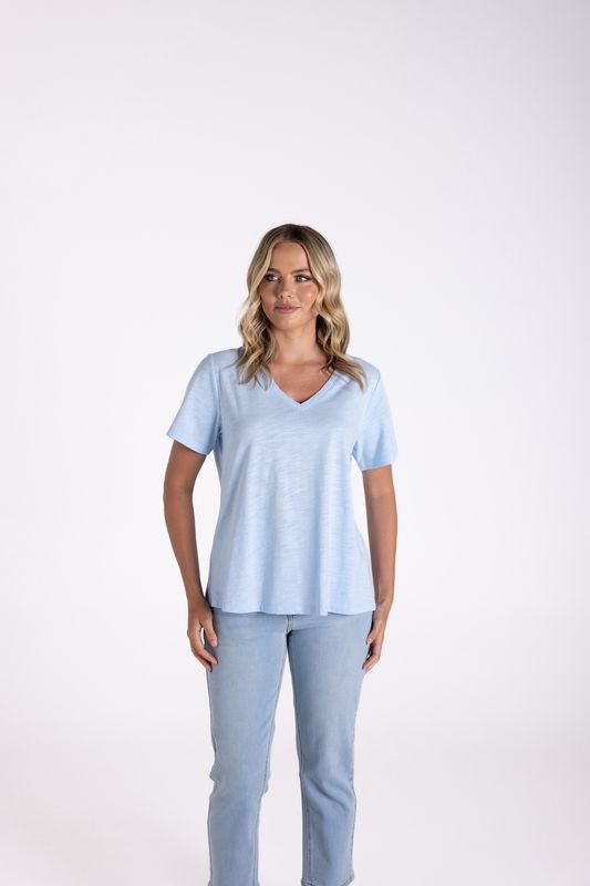 Two T&#39;s Blue V Neck T Shirt 3118