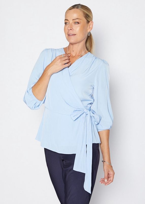 Philosophy Blue Belinda Wrap Blouse