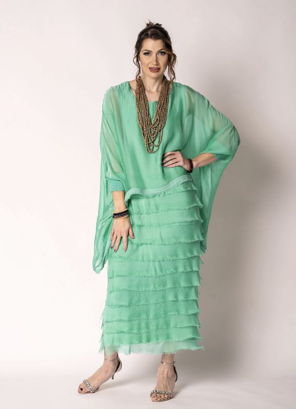 Imagine Netty Silk Dress Capri Green