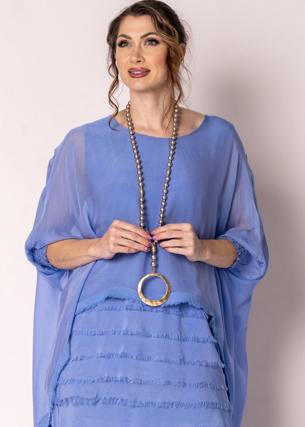 Imagine Amulet Silk Top Positano Blue
