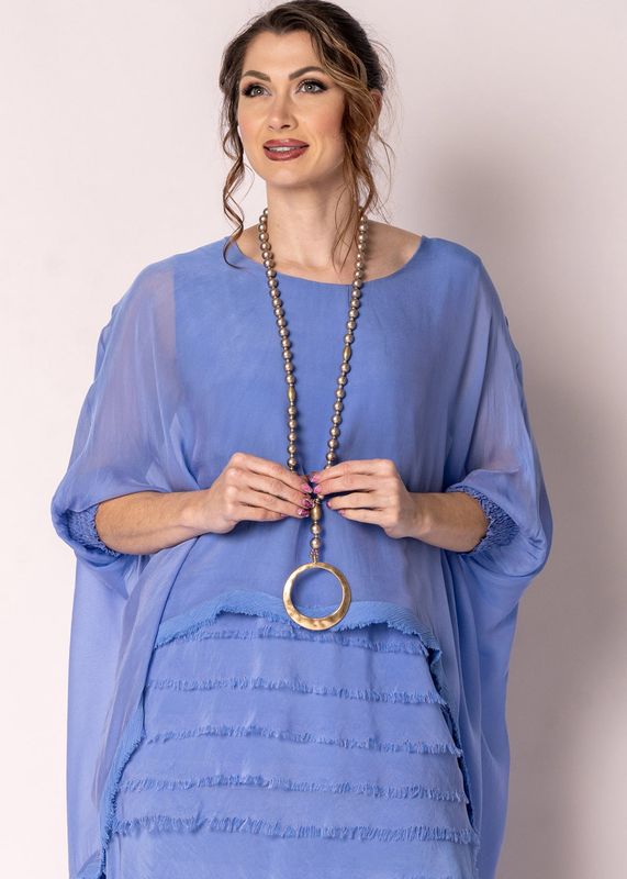 Imagine Amulet Silk Top Positano Blue