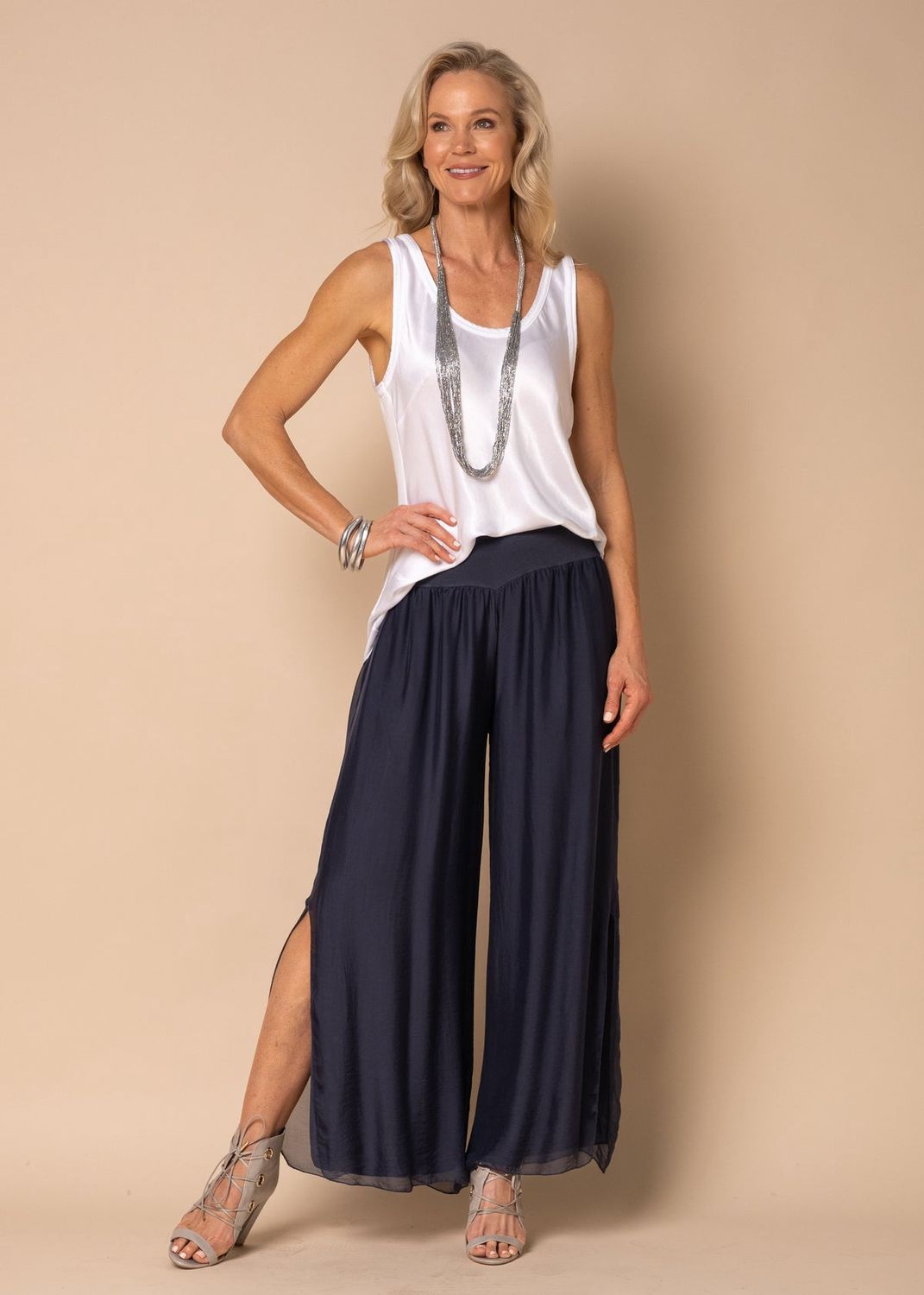 Imagine Gia Navy Silk Pant
