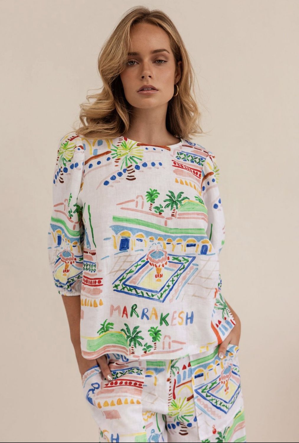 Kaleido Marrakesh Sleeve Top K70