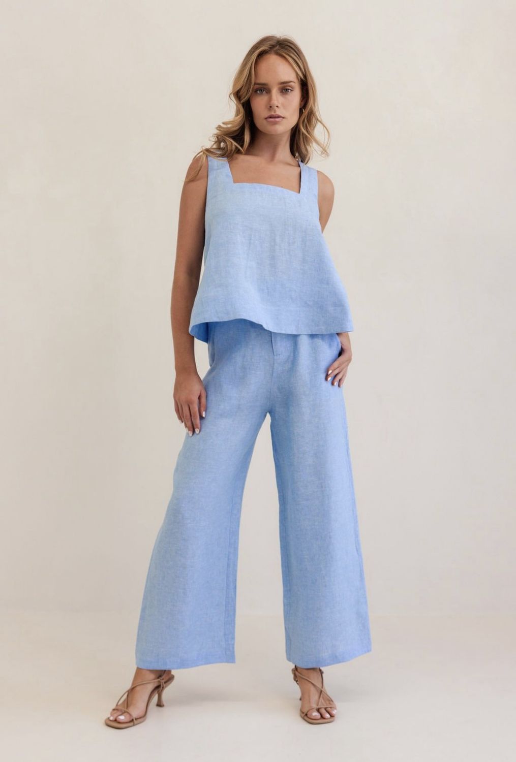 Kaleido Chambray Wide Leg Pant
