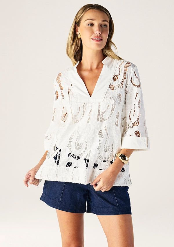 MOS Marbella White Tunic Top