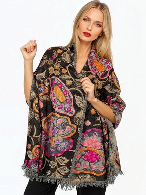 Claire P Black Wool Scarf