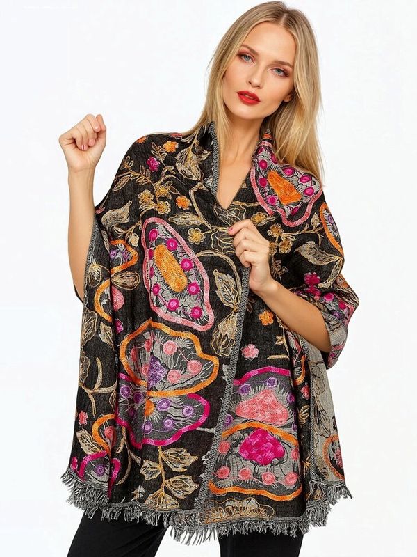 Claire P Black Wool Scarf