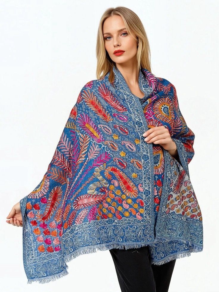 Claire P Saphire Wool Scarf