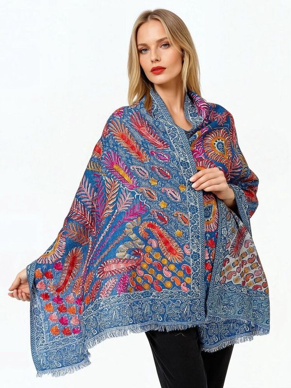 Claire P Saphire Wool Scarf