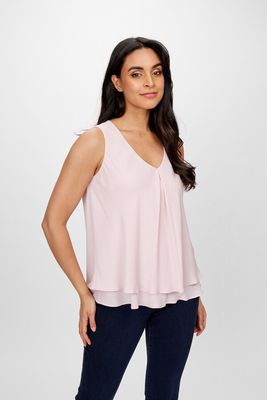 Frank Lyman Blush Layered Chiffon Sleeveless Top 61175