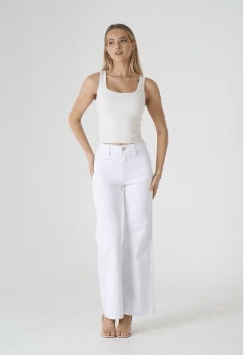 Wakee White Wide Leg Jean 7158