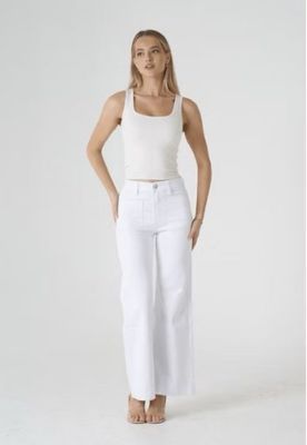 Wakee White Wide Leg Jean 7158