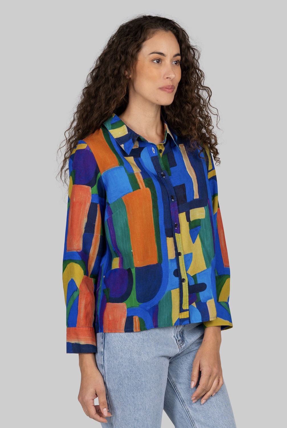 Kaleido Linen/Tencil Absract Shirt K190A