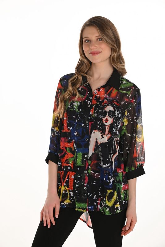Frank Lyman Black/Multi Blouse 254932