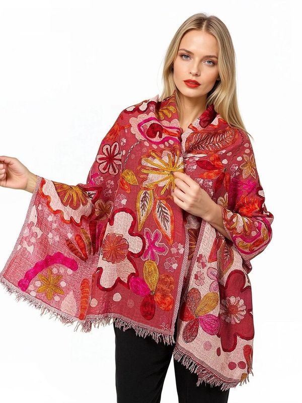 Claire P Coral Wool Scarf