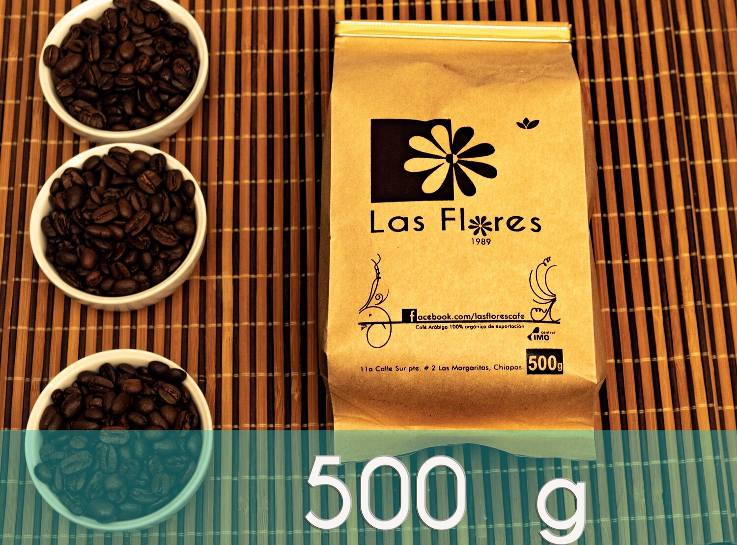 500g Café Orgánico Las Flores Tostado en Grano