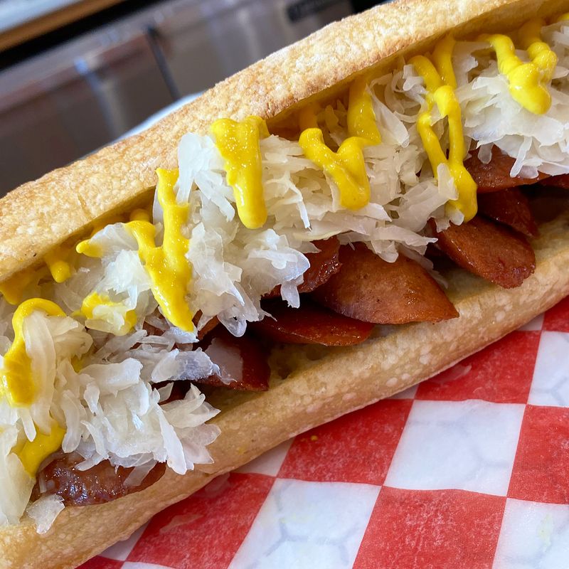 Kielbasa and Sauerkraut Hero w mustard