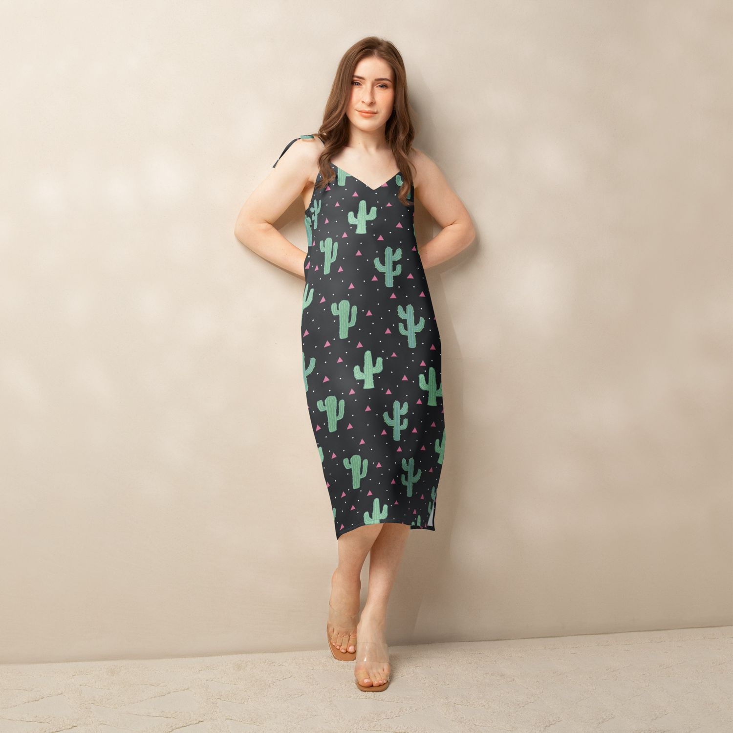Tie-strap midi dress Canarix cactus eco