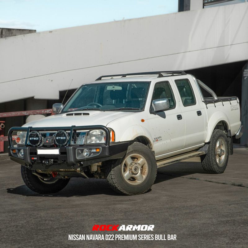 ROCKARMOR PREMIUM STEEL BULLBAR TO SUIT NISSAN NAVARA D22 1997-2014 (Full Bar Replacement)
