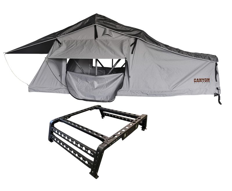 Roof Top Tent Package - 2 Person LONG STYLE Soft Shell Tent Canyon Offroad