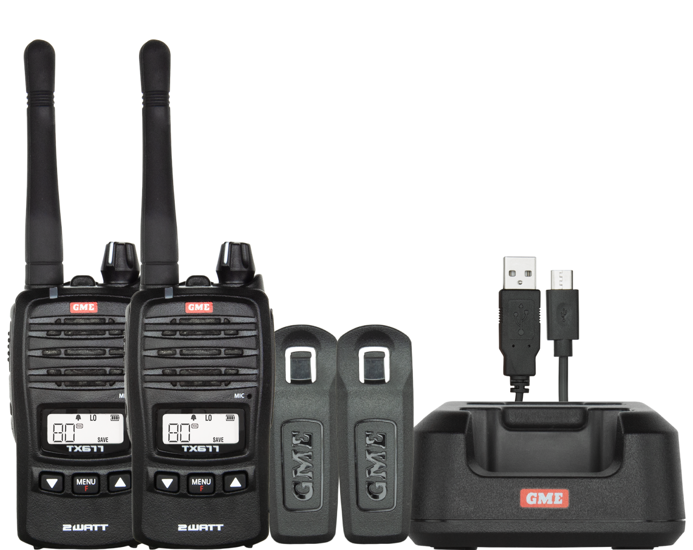 GME 2 Watt Handheld UHF Radio Twin Pack