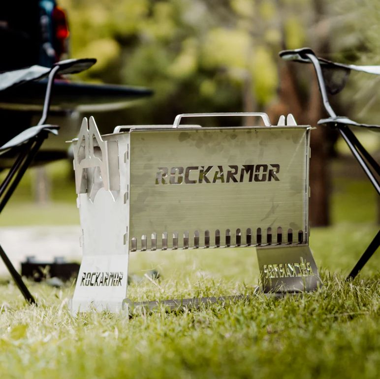 ROCKARMOR CAMP FIRE PIT & BBQ GRILLE PLATE 3MM STAINLESS STEEL