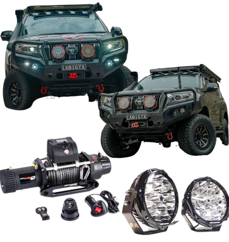 ROCKARMOR GT HOOP BULLBAR COMBO PACK TO SUIT TOYOTA PRADO 150 2017+ ROCKARMOR GT HOOP BULLBAR COMBO PACK TO SUIT TOYOTA PRADO 150 2017+